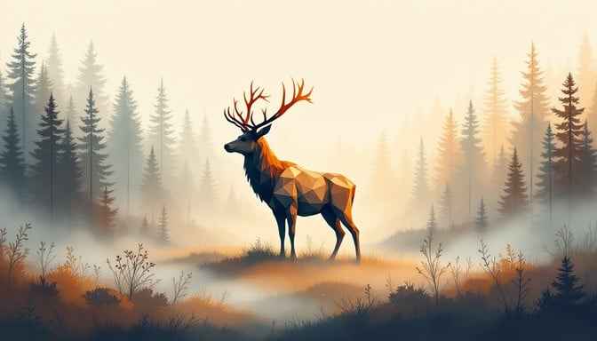 Misty Forest Deer
