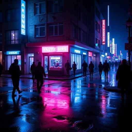 Neon Rain Reflections
