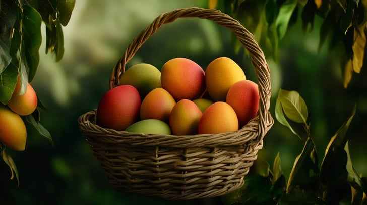 Fruit-filled wicker basket Fruit-filled wicker basket
