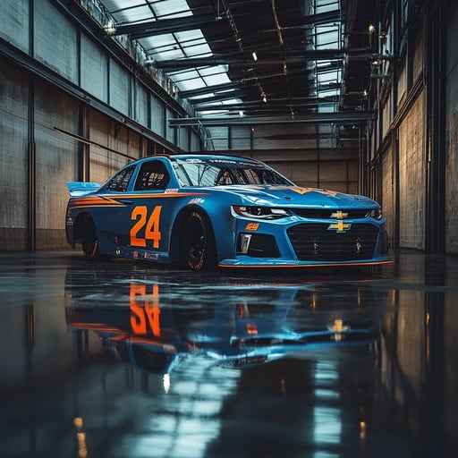 Racing car indoors