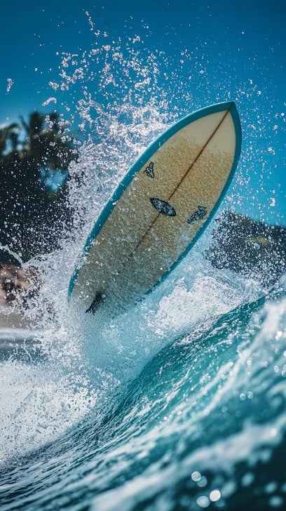 Surfboard mid-air Surfboard mid-air