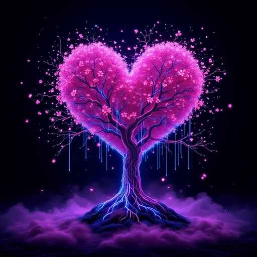 Neon Heart Tree