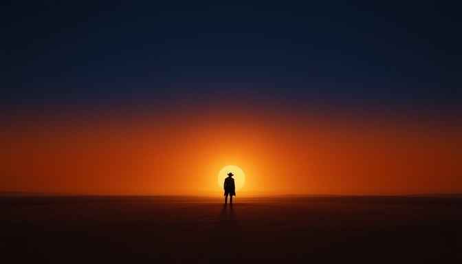 Solitary Sunset Silhouette