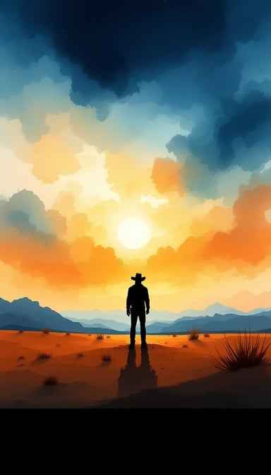 Sunset Cowboy Silhouette