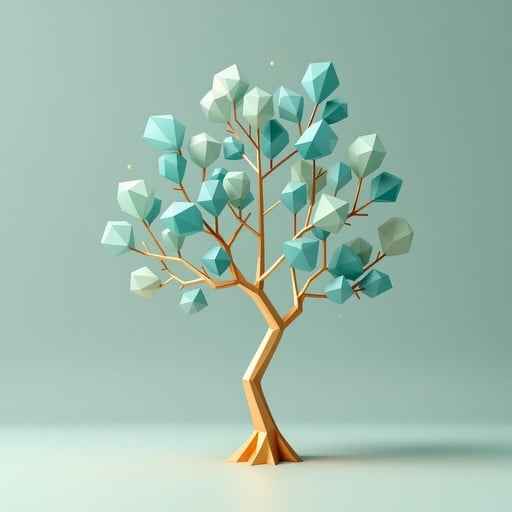 Geometric Teal Tree