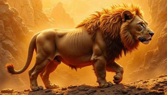 Majestic golden lion