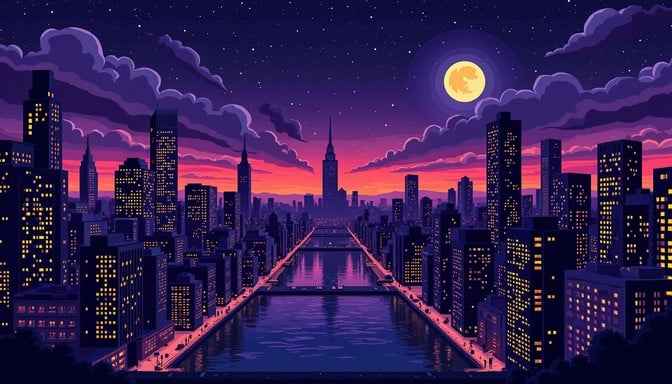 Purple Night Skyline Purple Night Skyline