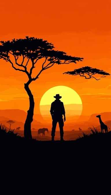 Safari Sunset Silhouette