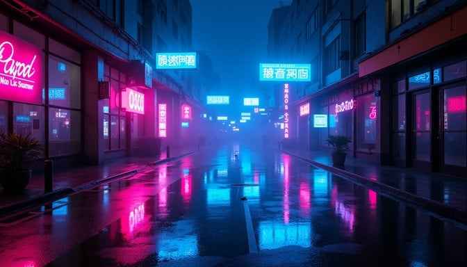 Neon Rain Reflections Neon Rain Reflections