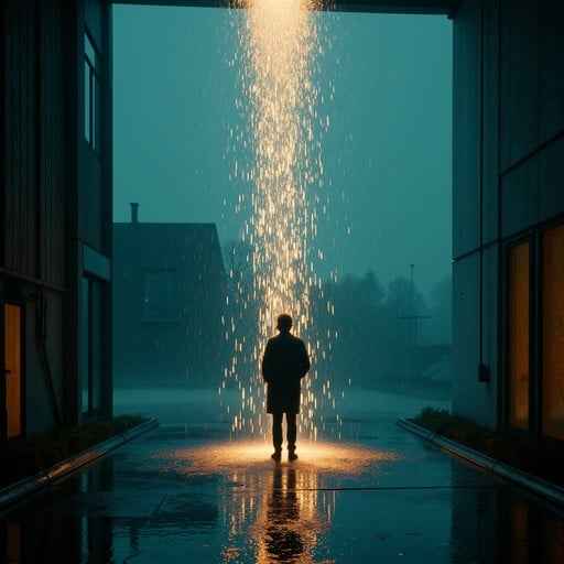 Illuminated Rain Silhouette Illuminated Rain Silhouette