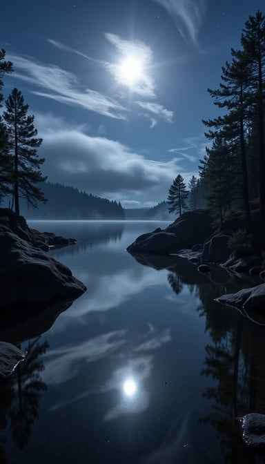Moonlit Mirror Lake Moonlit Mirror Lake