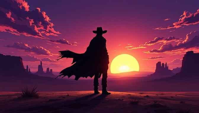 Sunset Cowboy Silhouette