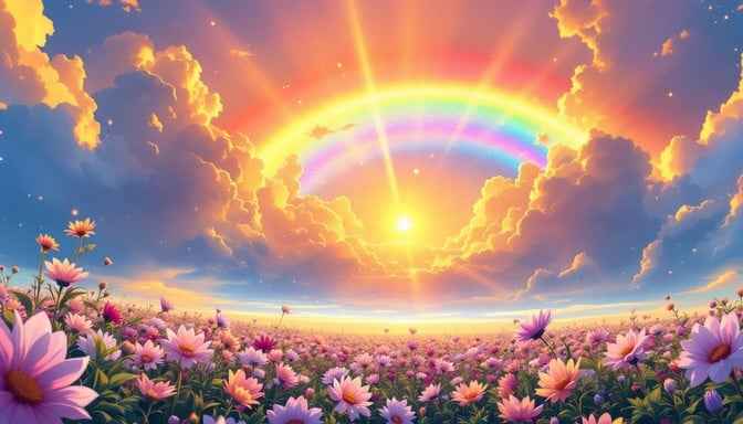 Rainbow Meets Flowers
