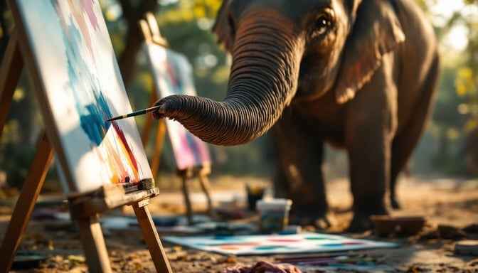 Elephant Creating Art Elephant Creating Art