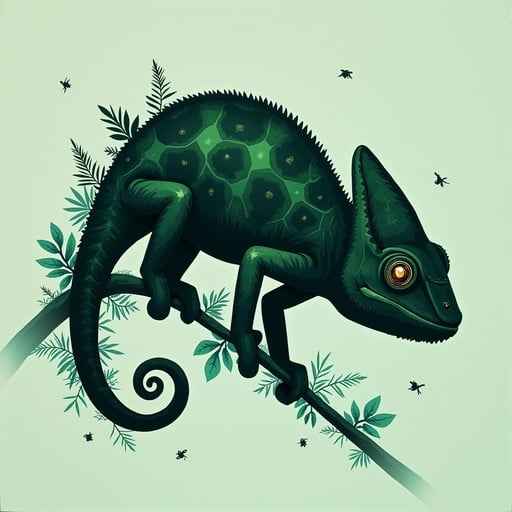 Enigmatic Green Chameleon