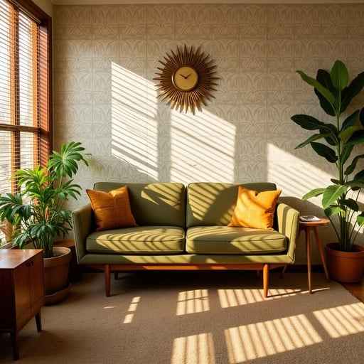 Sunlit retro lounge