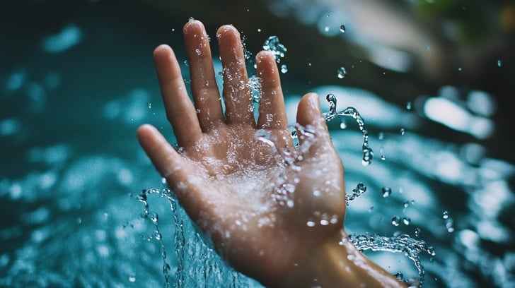 Hand touching water