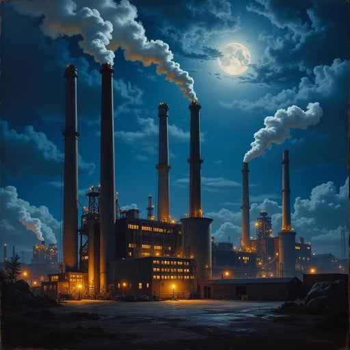 Industrial Moonlit Towers Industrial Moonlit Towers