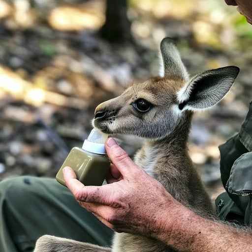 Kangaroo being fed