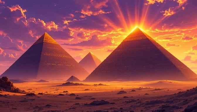 Pyramids At Sunset
