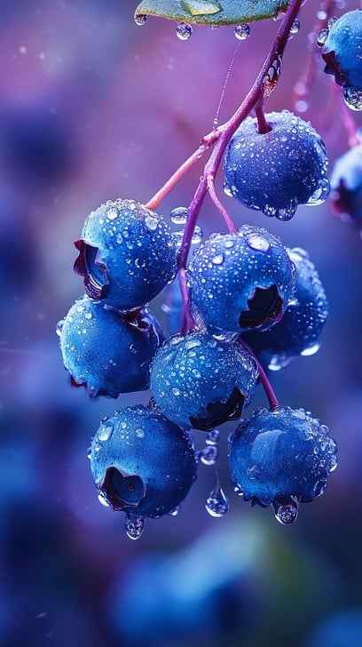 Dewy Blueberries Close-up