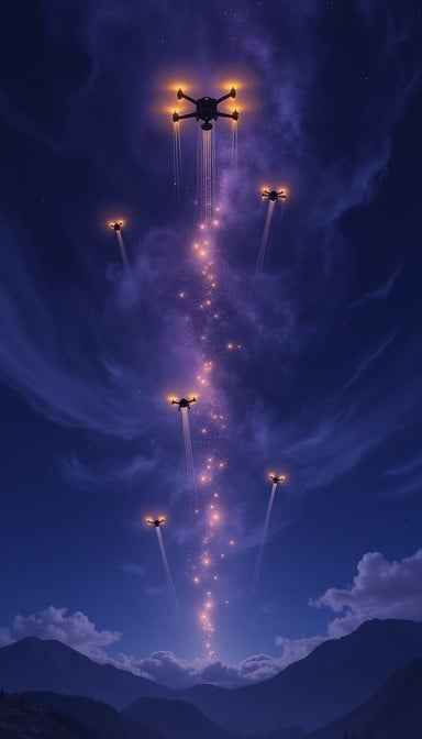 Luminous Drone Ascent