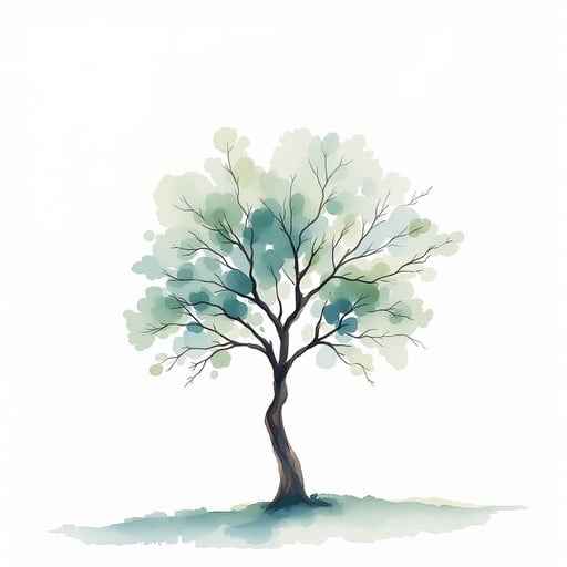 Serene Watercolor Tree