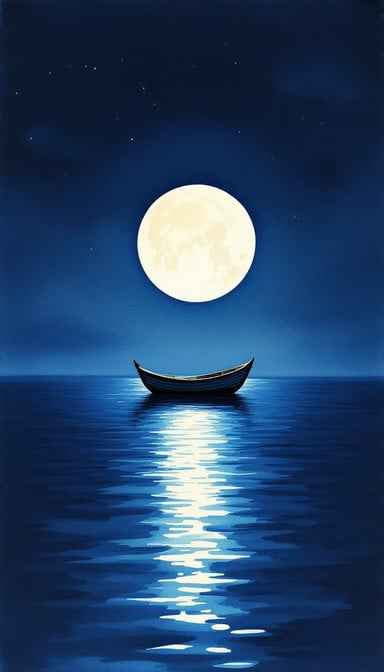 Moonlit Boat Silhouette Moonlit Boat Silhouette