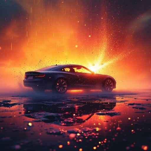 Dissolving Sunset Car