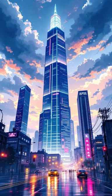 Neon Tower Twilight