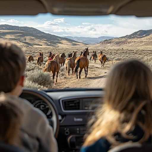 Horses on road