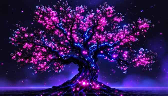 Glowing Cyberpunk Tree
