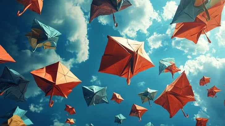 Colorful kites flying