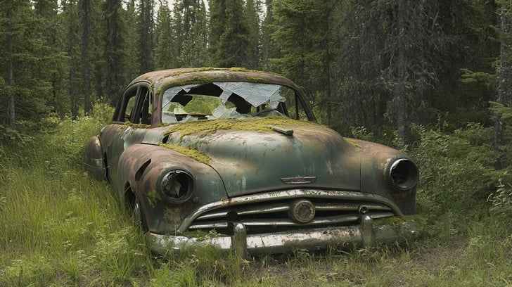 Abandoned vintage car