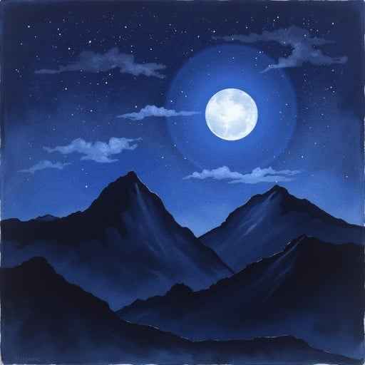 Moonlit Mountain Silhouettes Moonlit Mountain Silhouettes