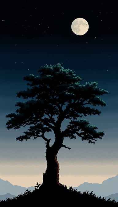 Moonlit Solitary Tree