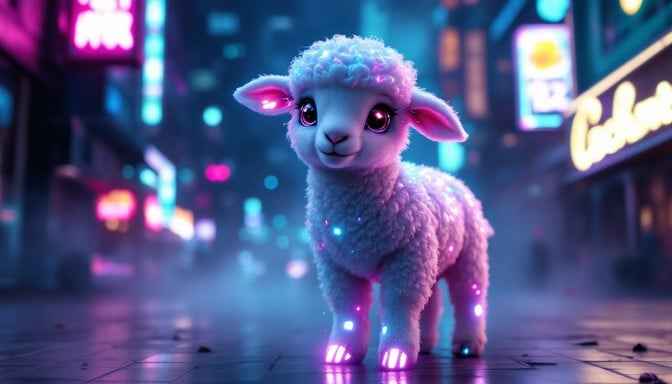 Cyberpunk Neon Lamb