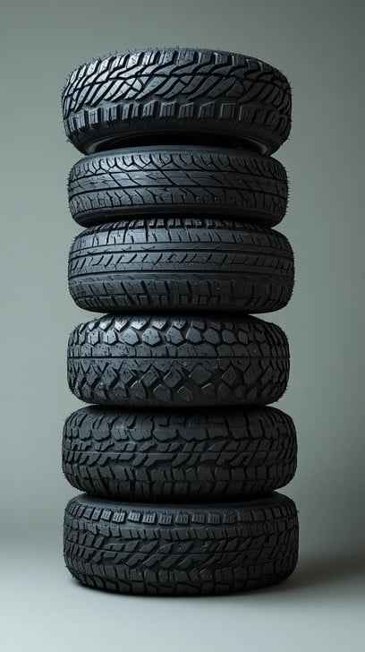Stacked car tires