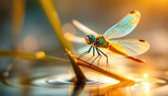 Dragonfly on water