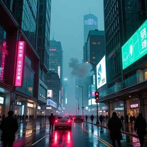 Rainy Neon Cityscape Rainy Neon Cityscape