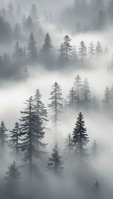 Misty Forest Silhouettes