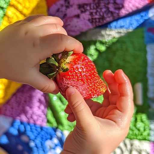 Child Holding Strawberry Child Holding Strawberry