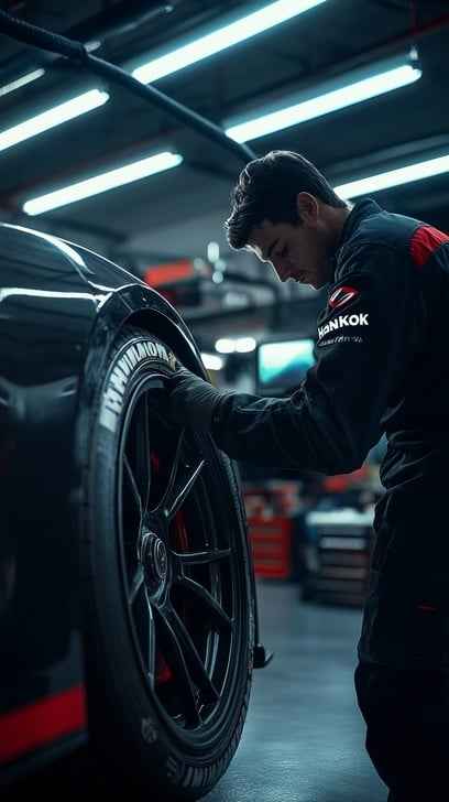 Mechanic Checking Tire