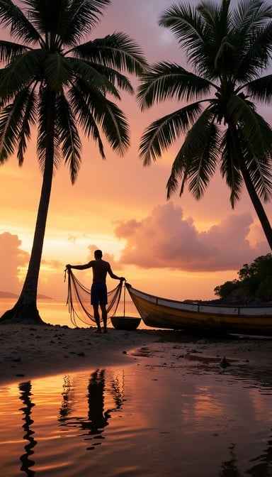 Sunset Fishing Silhouette