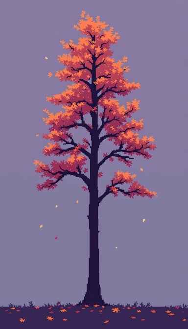 Autumn Pixel Tree