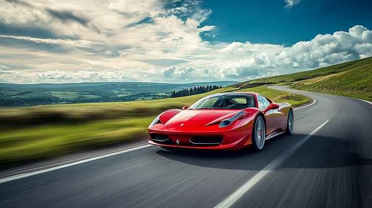 Speeding Red Ferrari Speeding Red Ferrari