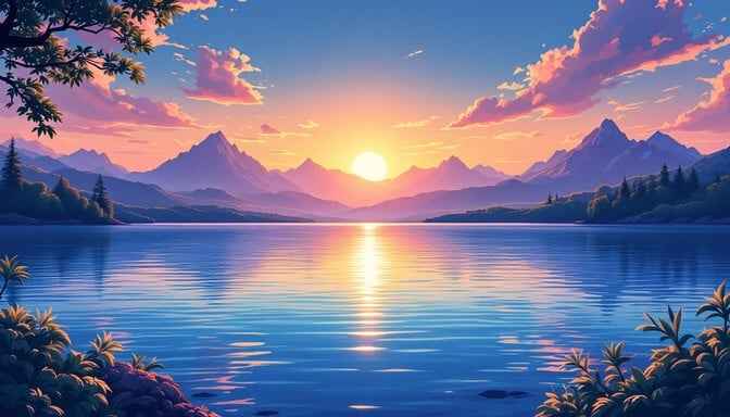 Tranquil Lake Sunset