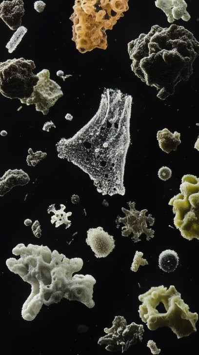 Microscopic particles suspended Microscopic particles suspended