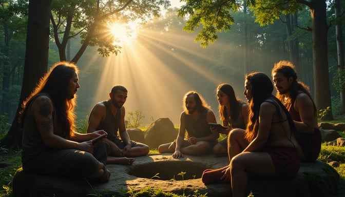 Sunlit Forest Gathering