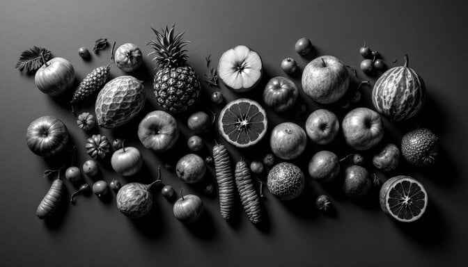 Monochrome Fruit Symphony